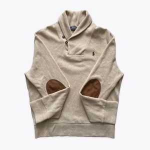 Polo Ralph Lauren Men’s Luxury Cream Sweater w/ Shawl Collar, Size Small